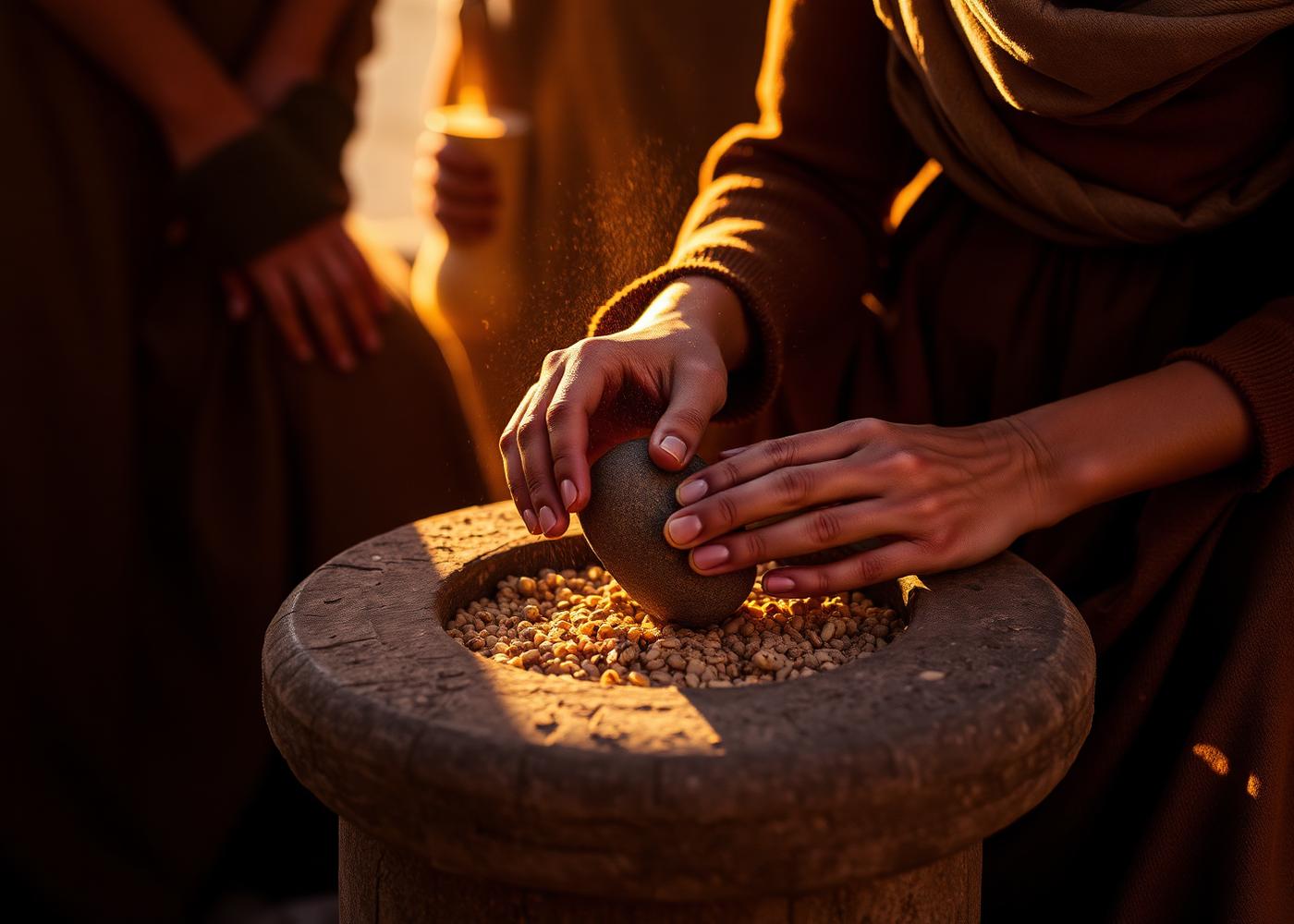 Berber women preparing argan